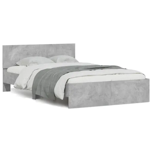 Estructura de Cama Cabecero y Luces LED Gris Hormigón 120x200cm