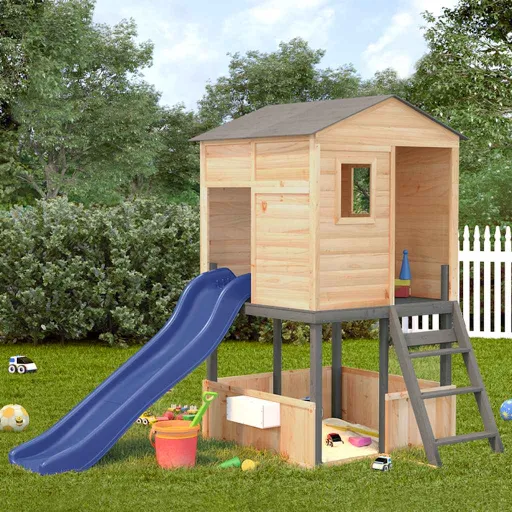 Parque Infantil de Exterior Gris Oscuro Madera Maciza de Abeto