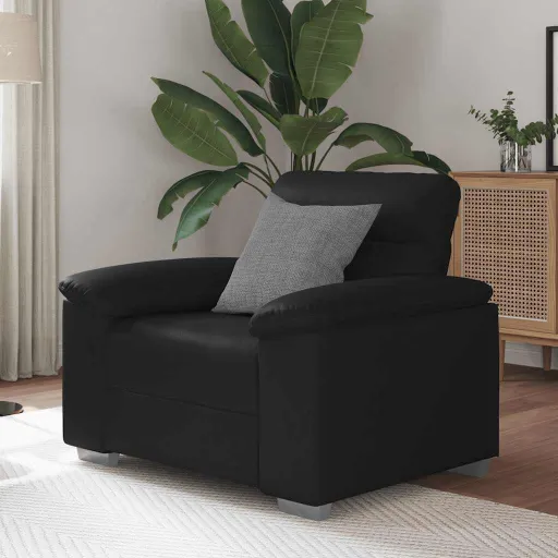 Sillón de Sofá de Cuero Sintética Negro 100x81x84 cm