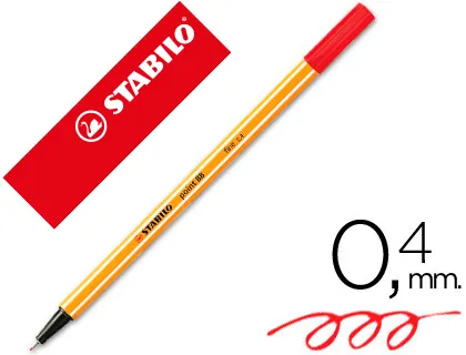 Rotulador Stabilo Punta de Fib ra Point 88 Rojo Punta Fina 0,4mm
