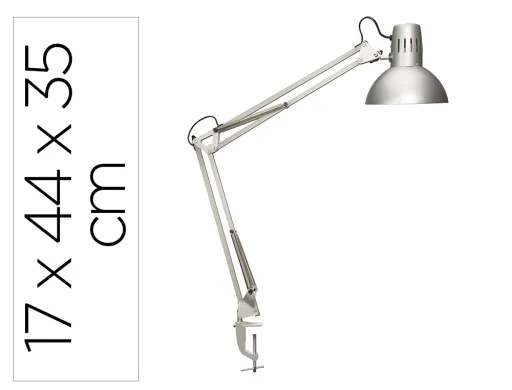 Lampara de Escritorio Maul Metal 57w Doble Brazo Cabezal Orientable Pinza Plateada