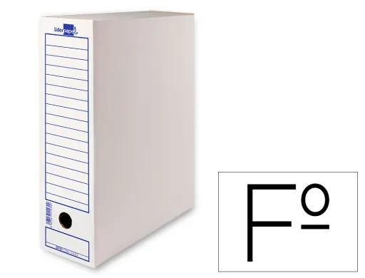 Caja Archivo Definitivo Liderpapel Folio Carton Reciclado 400g/m2 Lomo 100 mm Blanco 365x100x251 mm