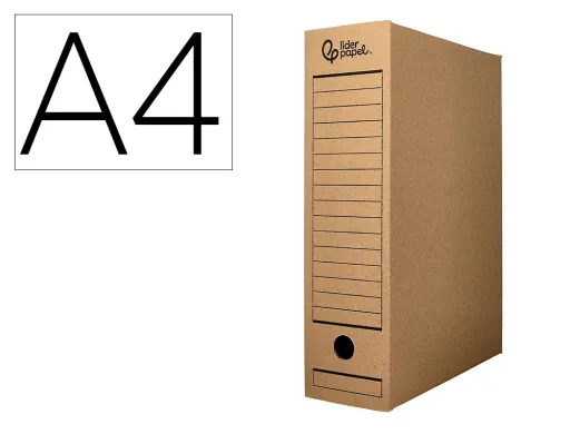 Caja Archivo Definitivo Liderpapel Din a4 Carton Reciclado 325g/m2 Lomo 82 mm Kraft 325x82x250 mm
