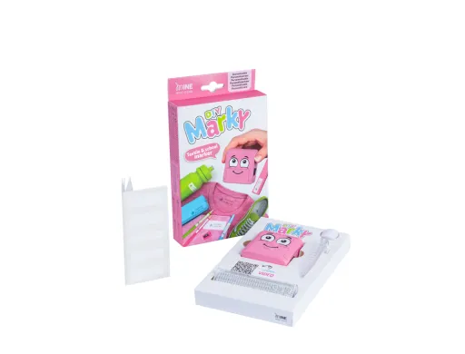 Sello Marcador de Ropa Marky Infantil Rosa Incluye Tinta Kit de Etiquetas y Cinta Termoadhesiva