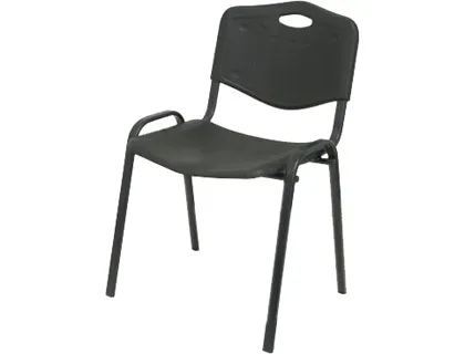Silla Apilable Pyc Estructura Metal Asiento Respaldo Pvc Ergonomica 810x480mmx420 mm Color Negro