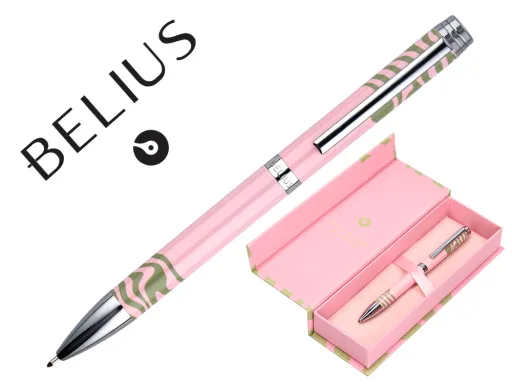 Boligrafo Belius Ink Dreams Aluminio Color Rosa y Verde Matcha Plateado Frase Interior Tinta Azul Caja de Diseño