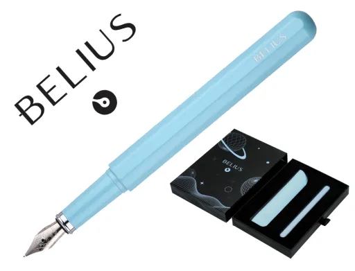 Pluma y Funda de Similpiel Belius Space b Color Minimalista Azul Tinta Azul Caja de Diseño