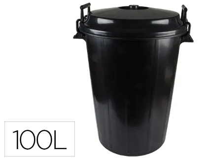 Cubo de Basura Con Tapa Negro 100 l Para Bolsas 85x105 cm