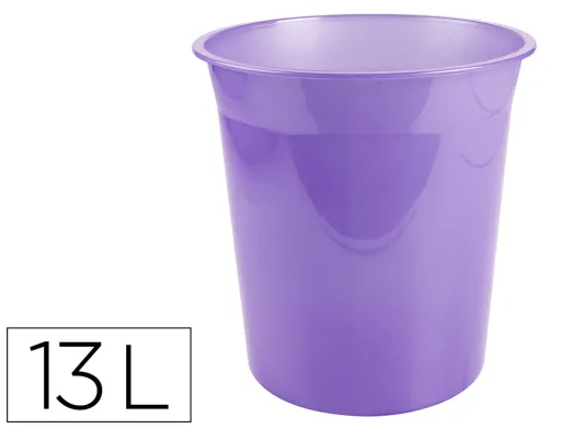 Papelera Plastico Liderpapel Lavanda Translucido 13 Litros 275x285 mm