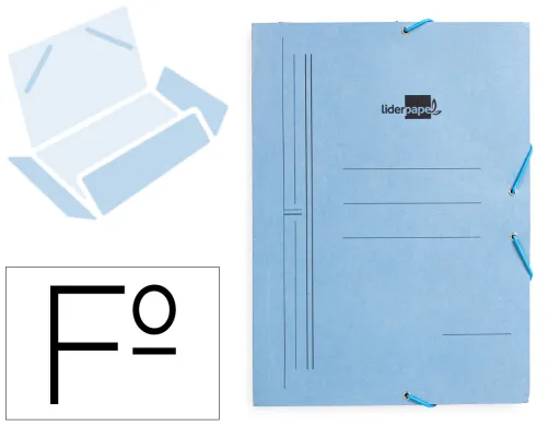 Carpeta Liderpapel Gomas Tres Solapas Carton Pintado Folio Color Azul