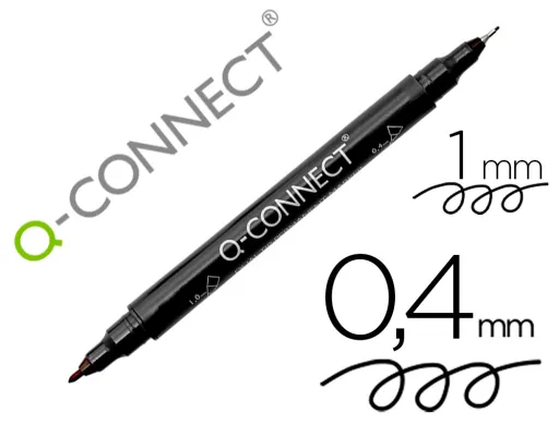Rotulador q-Connect Marcador Permanente Doble Punta Color Negro 4 mm y 1 mm