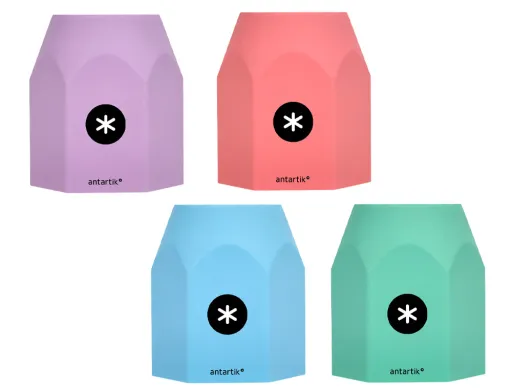 Cubilete Portalapices Antartik Celeste Coral Lavanda y Menta Pastel Silicona Hexagonal 95x85x75 mm