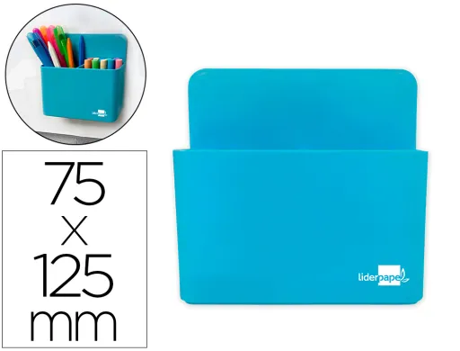 Cubilete Portalapices Liderpapel Azul Claro Opaco Plastico Magnetico 125x75x40 mm