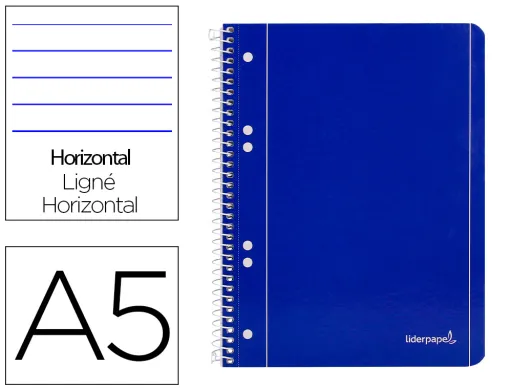 Cuaderno Espiral Liderpapel a5 Micro Serie Azul Tapa Blanda 80h 75 gr Horizontal 6 Taladros Azul