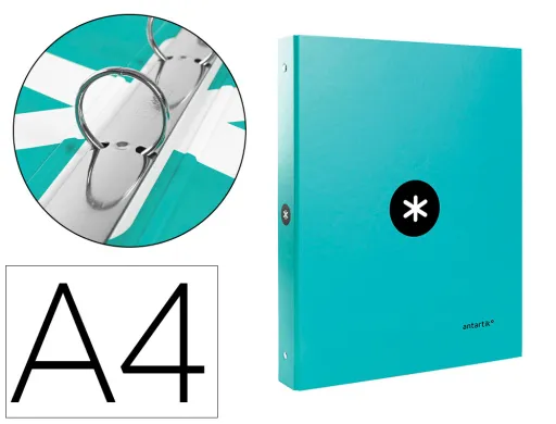 Carpeta Antartik a4 Forrada 4 Anillas 25 mm Redondas Color Menta