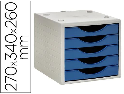 Fichero Cajones de Sobremesa Archivo 2000 5 Cajones Color Azul Opaco 270x340x260 mm