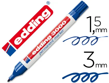 Rotulador Edding Marcador Permanente 3000 Azul Punta Redonda 1,5-3 mm Recargable