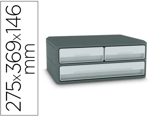 Fichero Cajones de Sobremesa Cep Moov up Reciclado 80% 3 Cajones Color Gris 275x369x146 mm