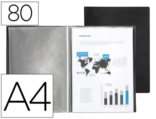 Carpeta Liderpapel Escaparate 80 Fundas Polipropileno Din a4 Negro Opaco