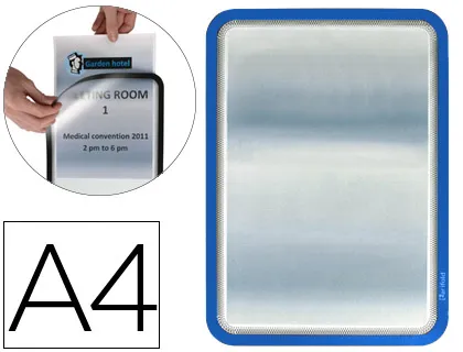 Marco Porta Anuncios Djois Magneto Din a4 Dorso Adhesivo Removible Color Azul Pack de 2 Unidades