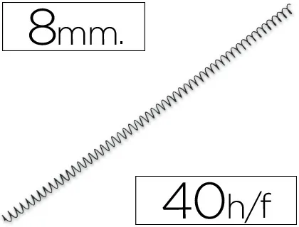 Espiral Metalico Yosan Negro Paso 64 5:1 8 mm Calibre 1,00 mm