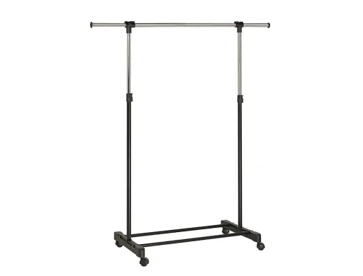 Perchero Unilux Extensible Con 4 Ruedas Giratorias Ajustable Altura Negro/Cromado 80/150 x