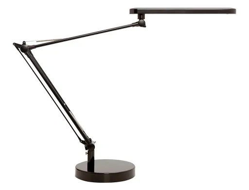 Lampara de Escritorio Unilux Mambo Led 5,6w Doble Brazo Articulado Abs y Aluminio Negro Base 19 cm Diametro