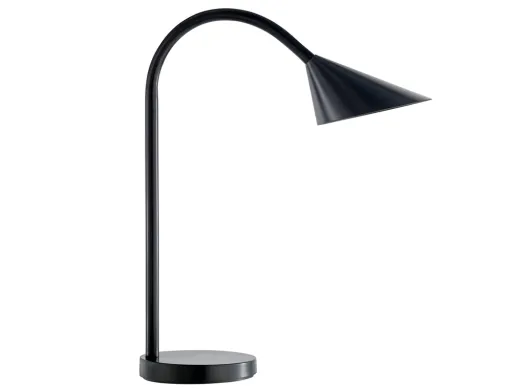Lampara de Escritorio Unilux Sol Led 4w Brazo Flexible Abs y Metal Negro Base 14 cm Diametro