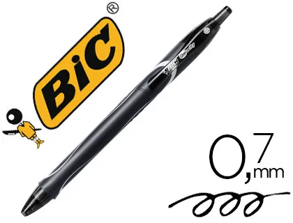 Boligrafo Bic Gelocity Quick Dry Retractil Tinta Gel Negro Punta de 0,7 mm