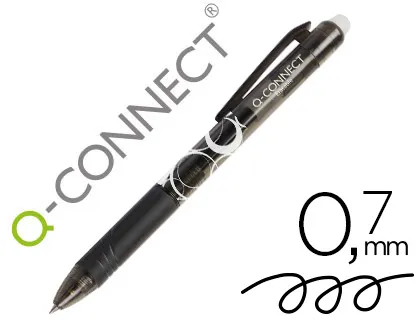 Boligrafo q-Connect Retractil Borrable 0,7 mm Color Negro
