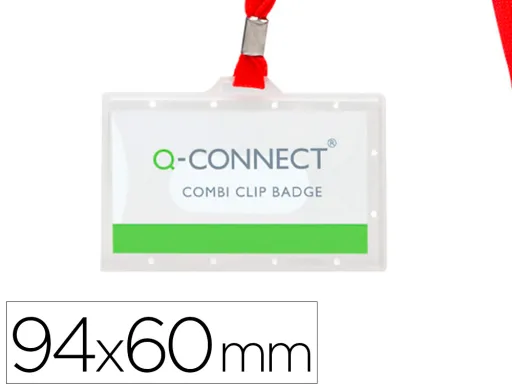 Identificador q-Connect Kf03303 Con Cordon Plano Rojo y Apertura Lateral 94x60 mm