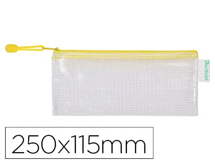 Bolsa Multiusos Djois Pvc 250x115 mm Apertura Superior Con Cremallera Portaboligrafo y Correa Color Amarillo