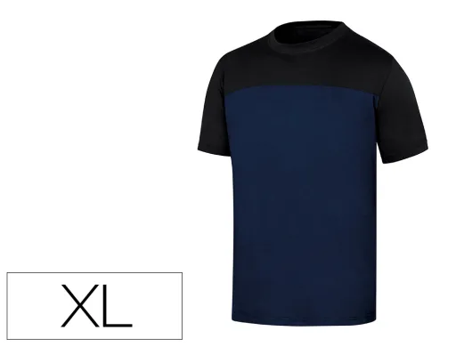 Camiseta de Algodon Deltaplus Color Azul/Negro Talla xl