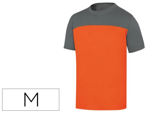 Camiseta de Algodon Deltaplus Color Gris/Naranja Talla m
