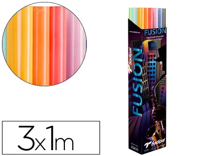 Papel Kraft Fusion 1x3 m Expositor 30 Rollos Colores Surtidos