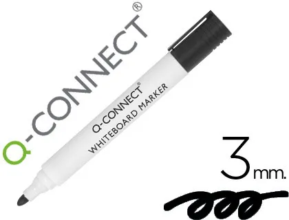 Rotulador q-Connect Pizarra Blanca Color Negro Punta Redonda 3 mm