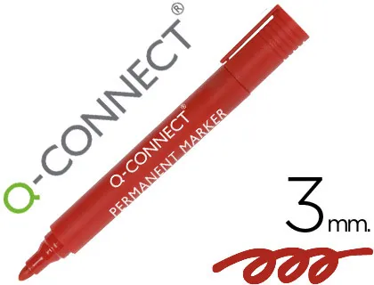 Rotulador q-Connect Marcador Permanente Rojo Punta Redonda 3 mm
