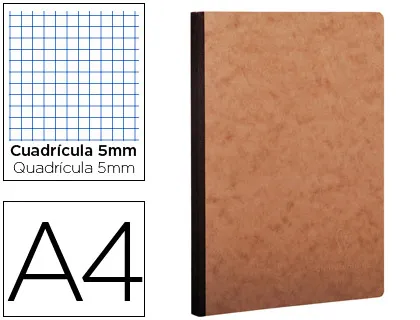 Libreta Age-Bag Tapa Cartulina Lomo Cosido Cuadro 5 mm 96 Hojas Color Havana 210x297 mm