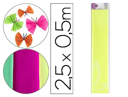 Papel Crespon Liderpapel 50 cm x 2,5 m 34g/m2 Amarillo Fluorescente