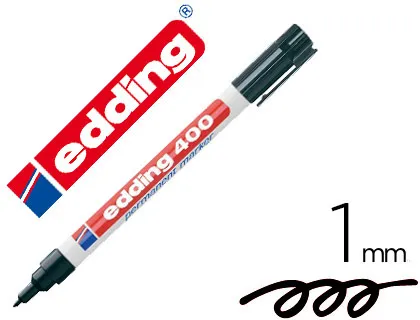 Rotulador Edding Marcador Permanente 400 Negro Punta Redonda 1 mm Recargable