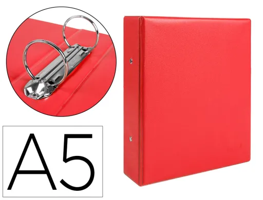 Carpeta de 2 Anillas 40 mm Redondas Liderpapel a5 Carton Forrado Pvc Rojo