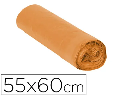 Bolsa Basura Domestica Naranja Con Autocierre 55 x 60 cm Rollo de 15 Unidades
