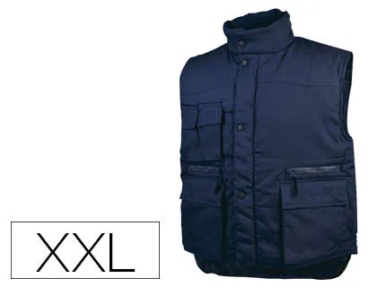 Chaleco Deltaplus Multibolsillos Con Cremallera Cintura Elastica Color Azul Naranja Talla Xxl