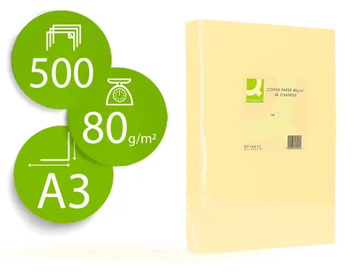 Papel Color q-Connect Din a3 80gr Champagne Paquete de 500 Hojas