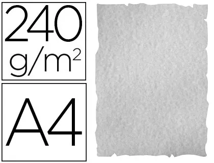 Papel Color Liderpapel Pergamino Con Bordes a4 240gr Gris Pack de 10 Hojas