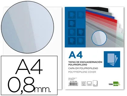 Tapa Encuadernacion Liderpapel Polipropileno a4 0.8mm Transparente Paquete de 50 Unidades