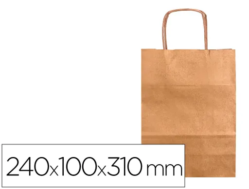 Bolsa Kraft q-Connect Natural Asa Retorcida 240x100x310 mm