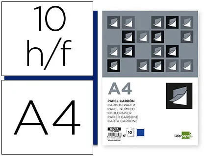 Papel Carbon Liderpapel Azul Din a4 Bolsa de 10 Hojas