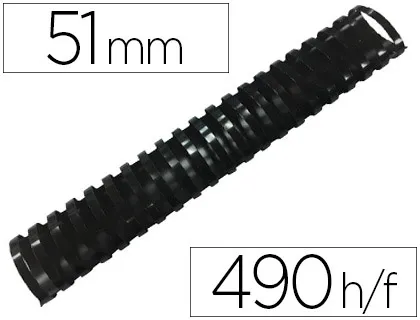 Canutillo q-Connect Ovalado 51 mm Plastico Negro Capacidad 490 Hojas Caja de 10 Unidades