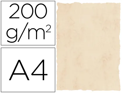 Papel Pergamino Din a4 200 gr Color Marmol Beige Paquete de 25 Hojas